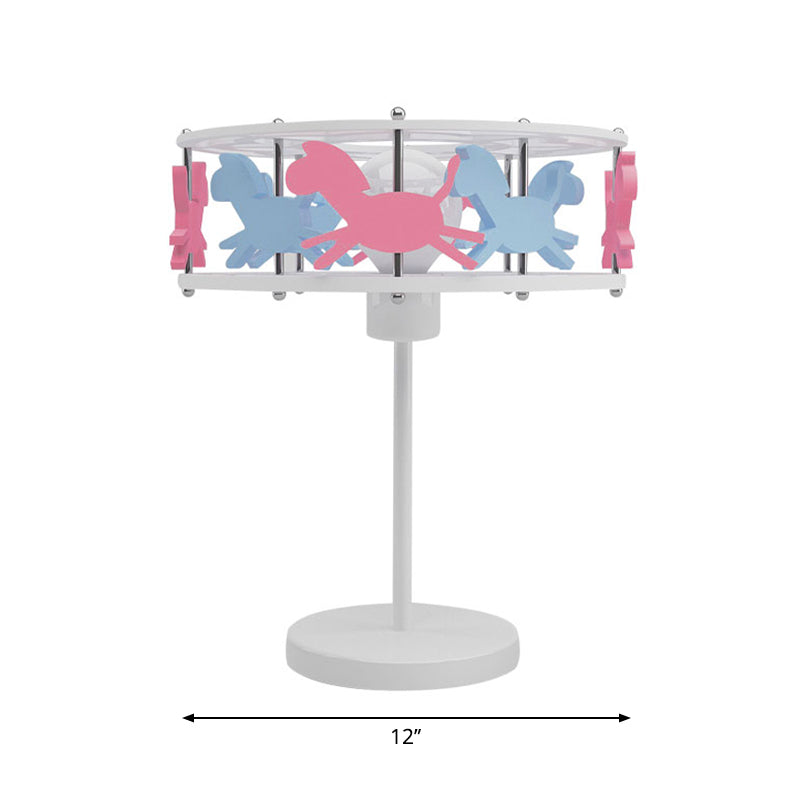 Nordic Merry-go-round Table Light Metal 1 Light Plug-In Table Lamp for Girls Bedroom Clearhalo 'Lamps' 'Table Lamps' Lighting' 198017