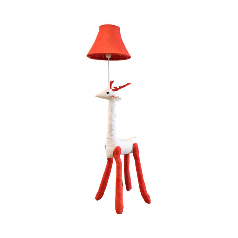 Fabric Reindeer Floor Lamp Child Bedroom 1 Light Animal Floor Light with Red Shade Clearhalo 'Floor Lamps' 'Lamps' Lighting' 198031