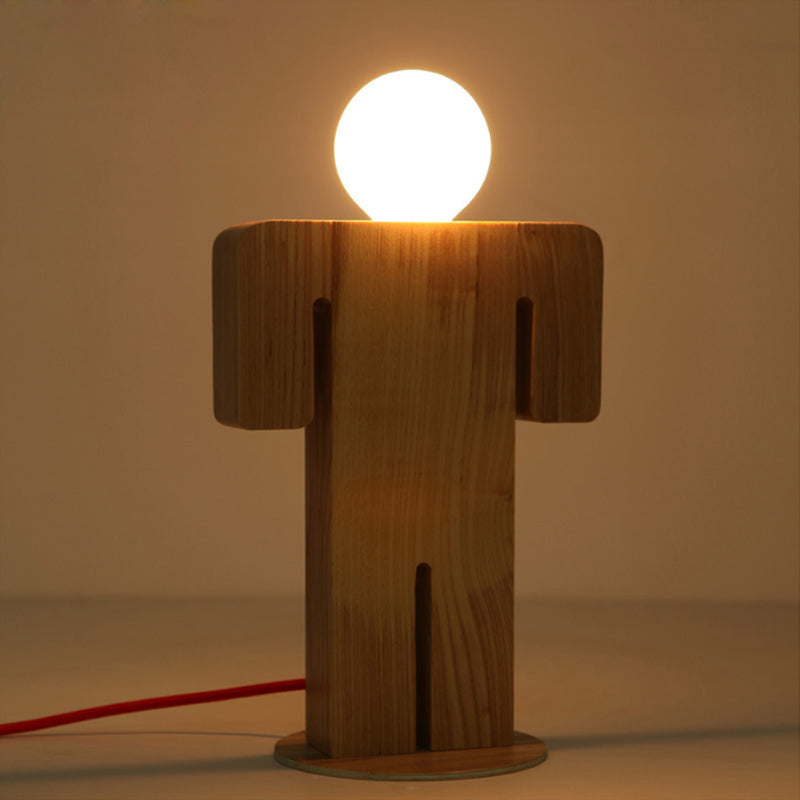 People Study Room Desk Light Wood 1 Head Modern Plug In Desk Lamp in Beige Wood Boy Clearhalo 'Lamps' 'Table Lamps' Lighting' 198078