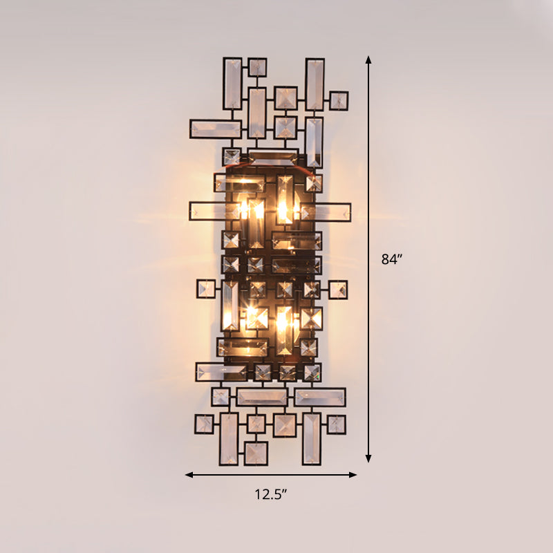 Geometric Bedroom Wall Light Fixture Clear Crystal 4-Light Modernist Sconce Lighting in Black Clearhalo 'Wall Lamps & Sconces' 'Wall Lights' Lighting' 1981692