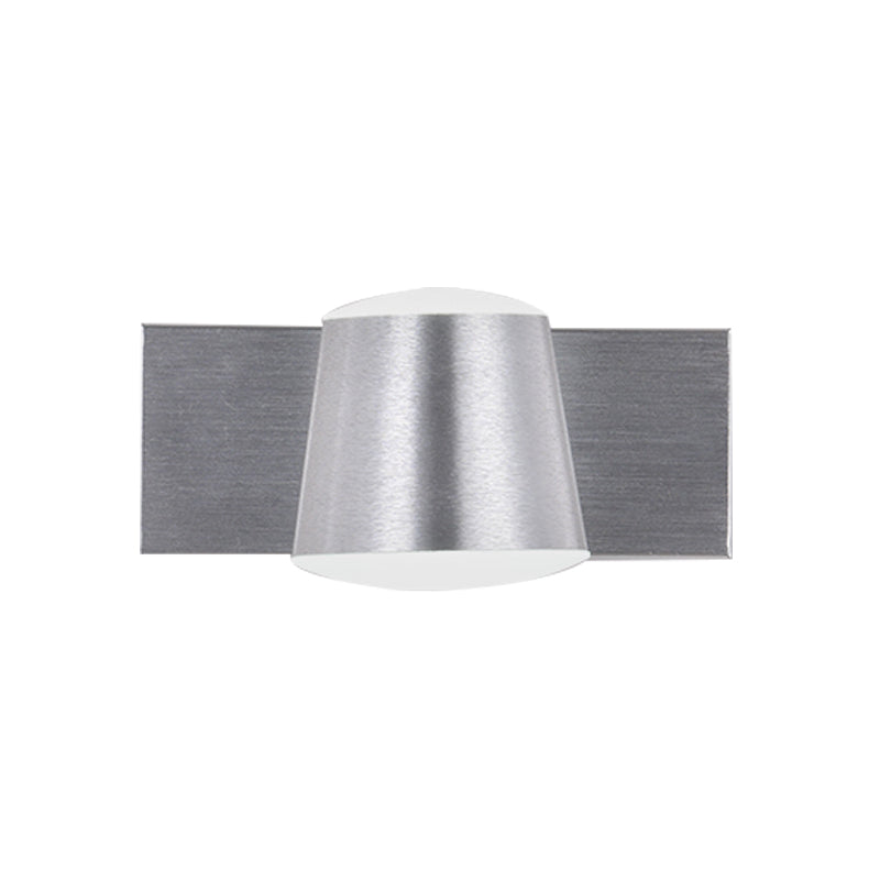 Tapered Living Room Vanity Sconce Simple Style Metal 1/2/3 Heads Silver Wall Light Fixture in Warm/White Light Clearhalo 'Wall Lamps & Sconces' 'Wall Lights' Lighting' 1981723