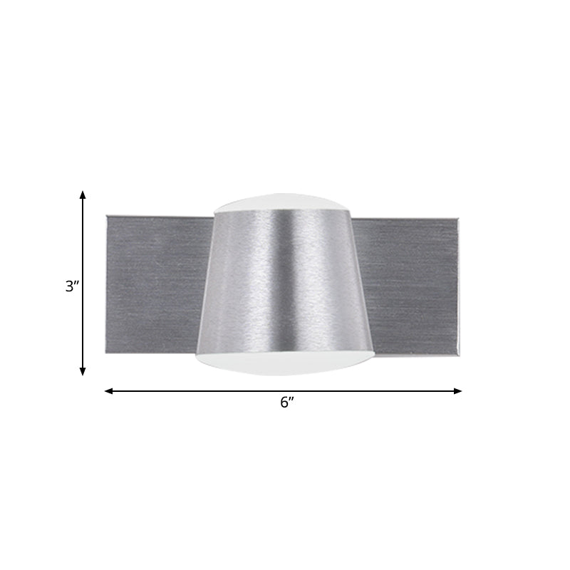 Tapered Living Room Vanity Sconce Simple Style Metal 1/2/3 Heads Silver Wall Light Fixture in Warm/White Light Clearhalo 'Wall Lamps & Sconces' 'Wall Lights' Lighting' 1981724