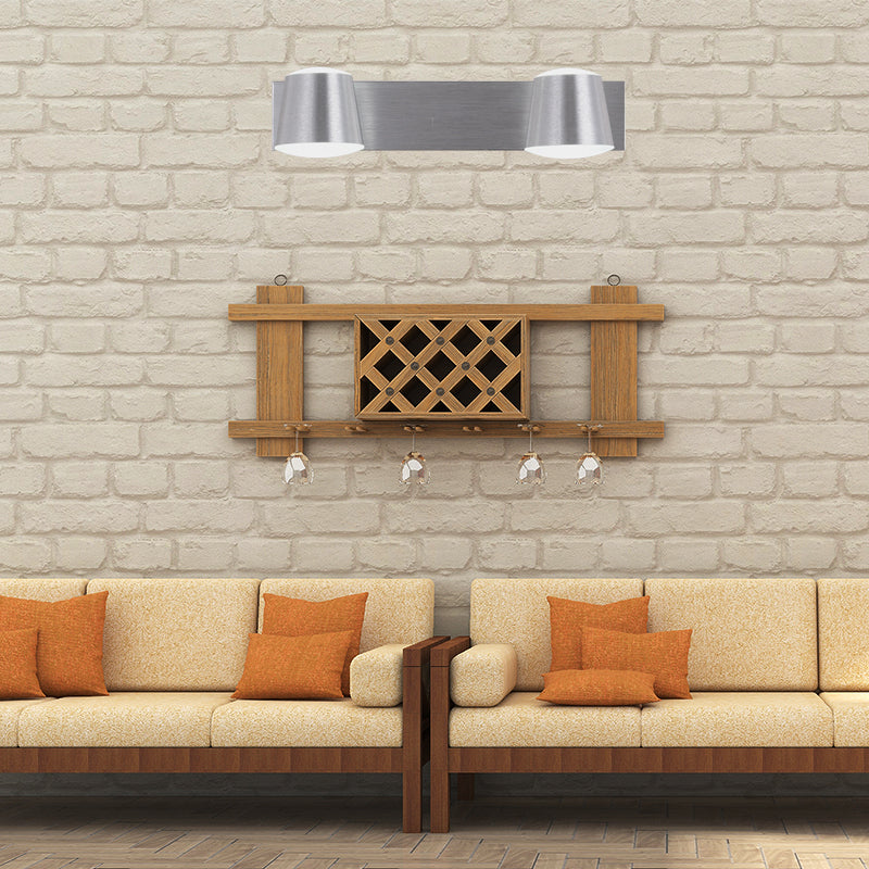 Tapered Living Room Vanity Sconce Simple Style Metal 1/2/3 Heads Silver Wall Light Fixture in Warm/White Light Clearhalo 'Wall Lamps & Sconces' 'Wall Lights' Lighting' 1981725