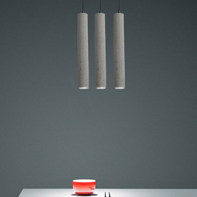 Minimalist Tube Pendant Light Kit Cement 10