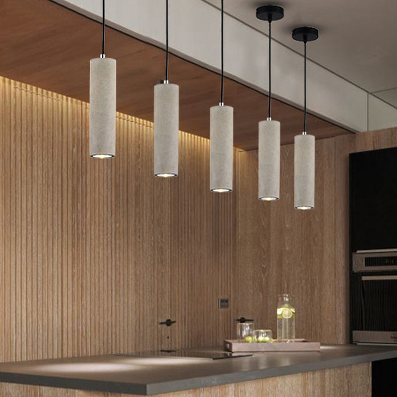 Minimalist Tube Pendant Light Kit Cement 10