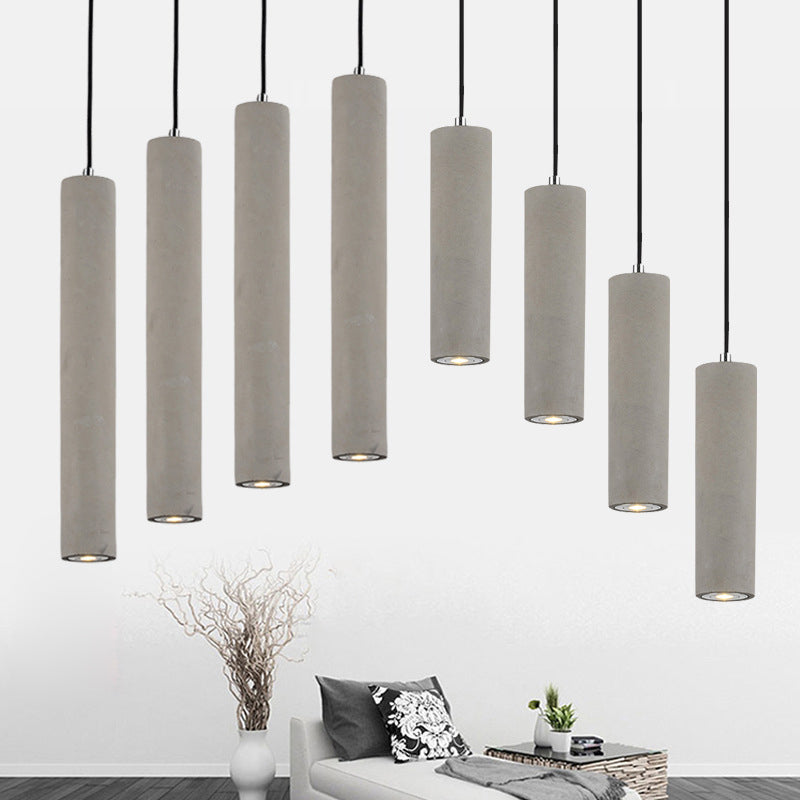 Tubular Bedside Down Lighting Pendant Cement 10.5