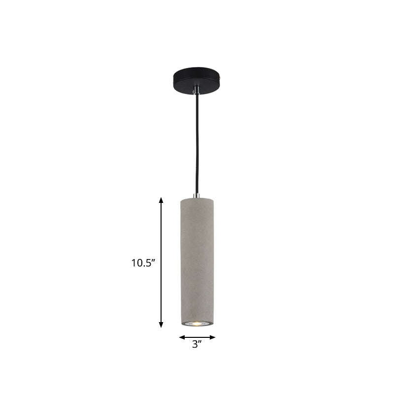 Tubular Bedside Down Lighting Pendant Cement 10.5