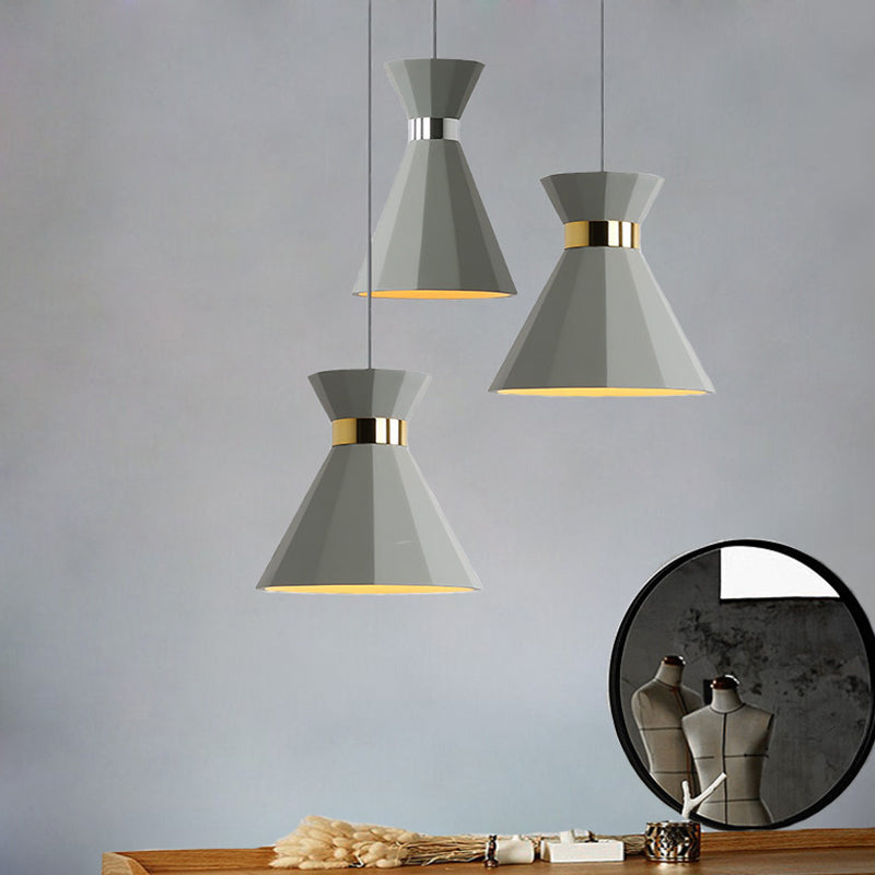 1 Head Hourglass Ceiling Pendant Nordic Grey Cement Suspension Light for Dining Room, 8.5