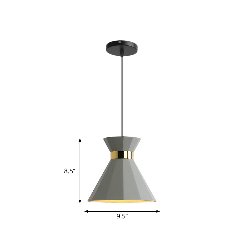 1 Head Hourglass Ceiling Pendant Nordic Grey Cement Suspension Light for Dining Room, 8.5