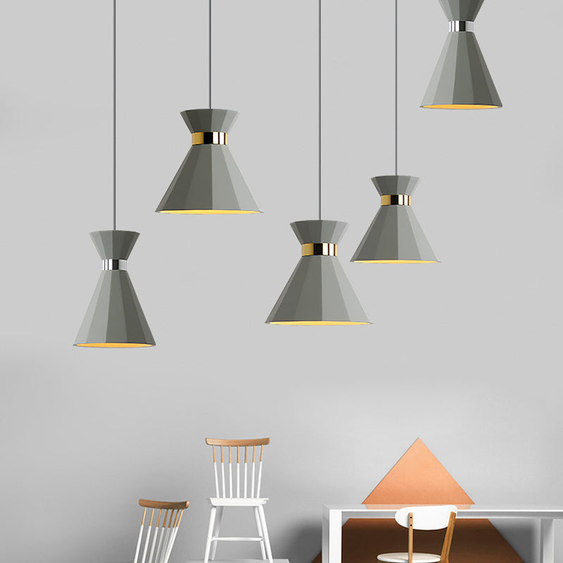 1 Head Hourglass Ceiling Pendant Nordic Grey Cement Suspension Light for Dining Room, 8.5