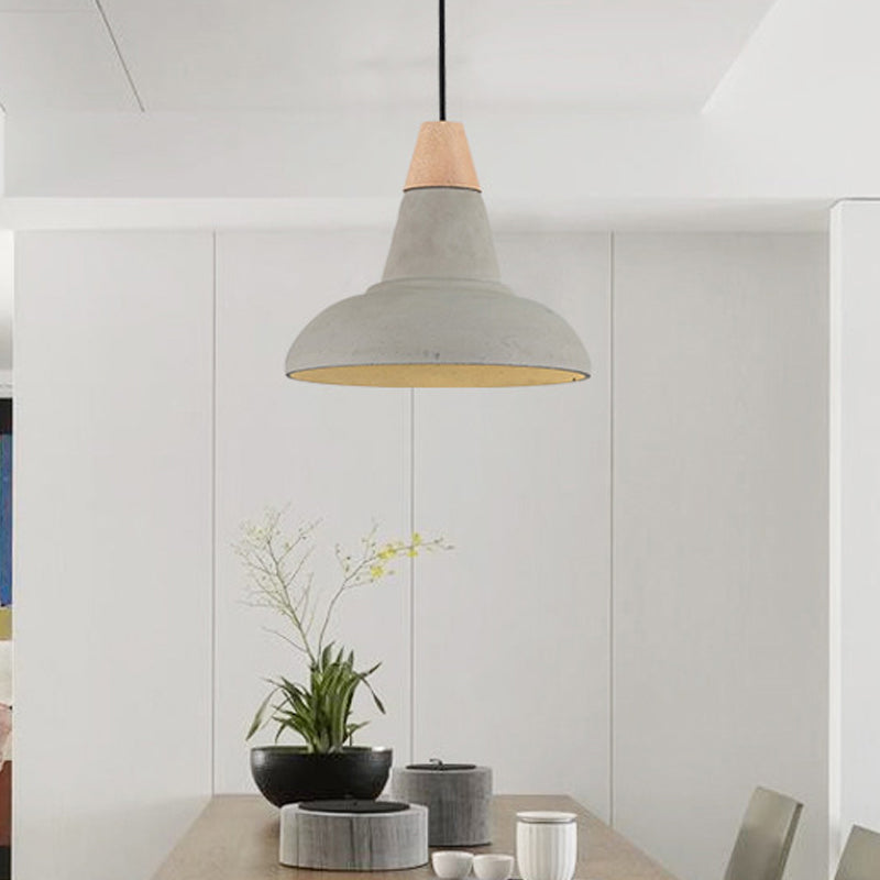 Barn Kitchen Bar Pendant Lighting Nordic Cement 1 Head Grey/White/Beige Ceiling Light with Carved Interior Beige Clearhalo 'Ceiling Lights' 'Industrial Pendants' 'Industrial' 'Middle Century Pendants' 'Pendant Lights' 'Pendants' 'Tiffany' Lighting' 1982185