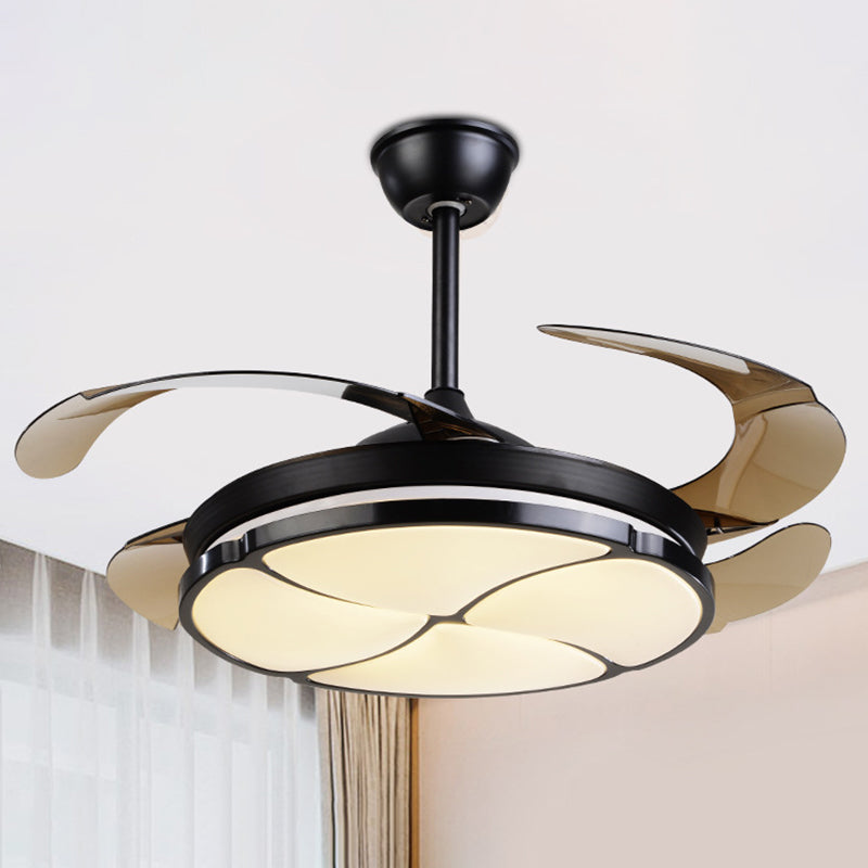 Nordic LED Hanging Fan Light Black Blossom 19