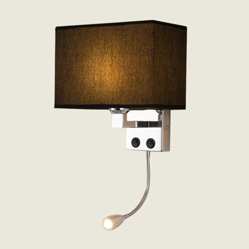 Fabric Rectangular Spotlight Wall Lamp Nordic 1-Light Black/Flaxen/Beige Wall Mounted Lighting Fixture Clearhalo 'Cast Iron' 'Glass' 'Industrial' 'Modern wall lights' 'Modern' 'Tiffany' 'Traditional wall lights' 'Wall Lamps & Sconces' 'Wall Lights' Lighting' 1982617