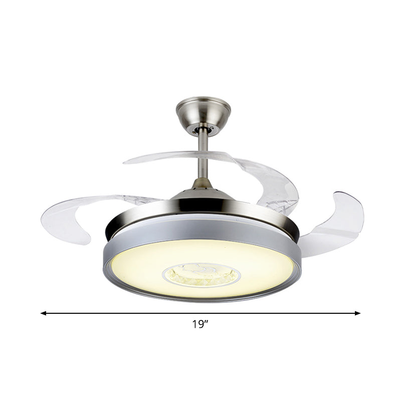 4-Blade Acrylic Drum Pendant Fan Light Contemporary 19