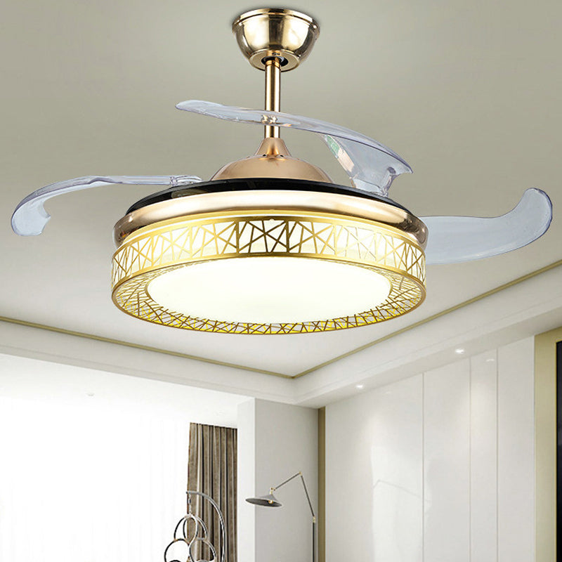 Nest-Shaped Living Room Ceiling Fan Light Metal 19