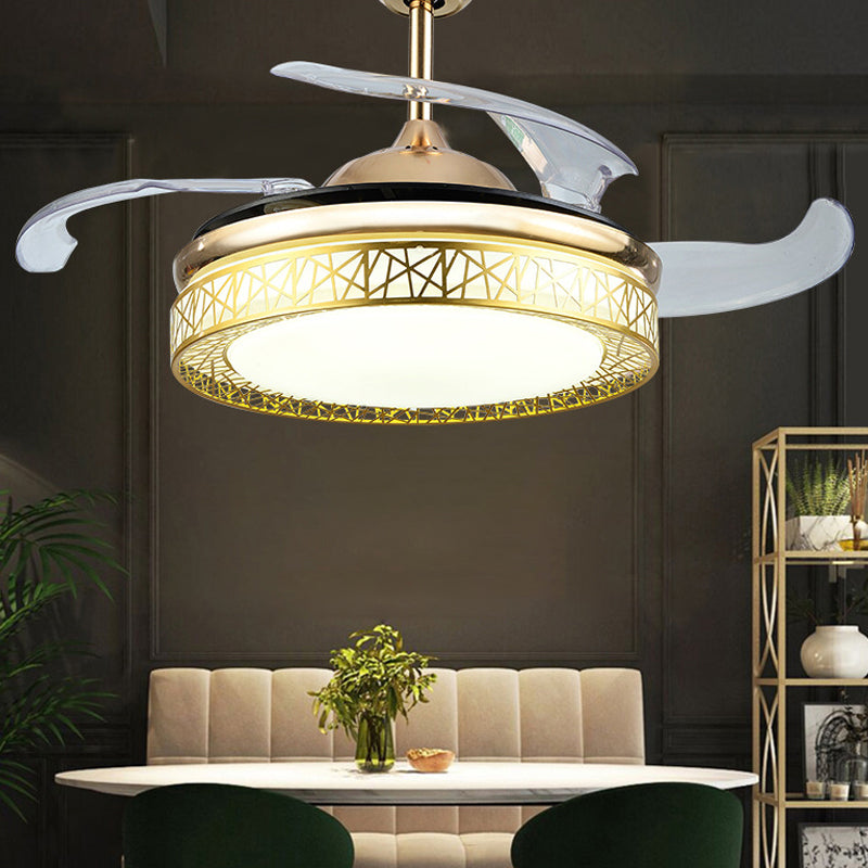 Nest-Shaped Living Room Ceiling Fan Light Metal 19