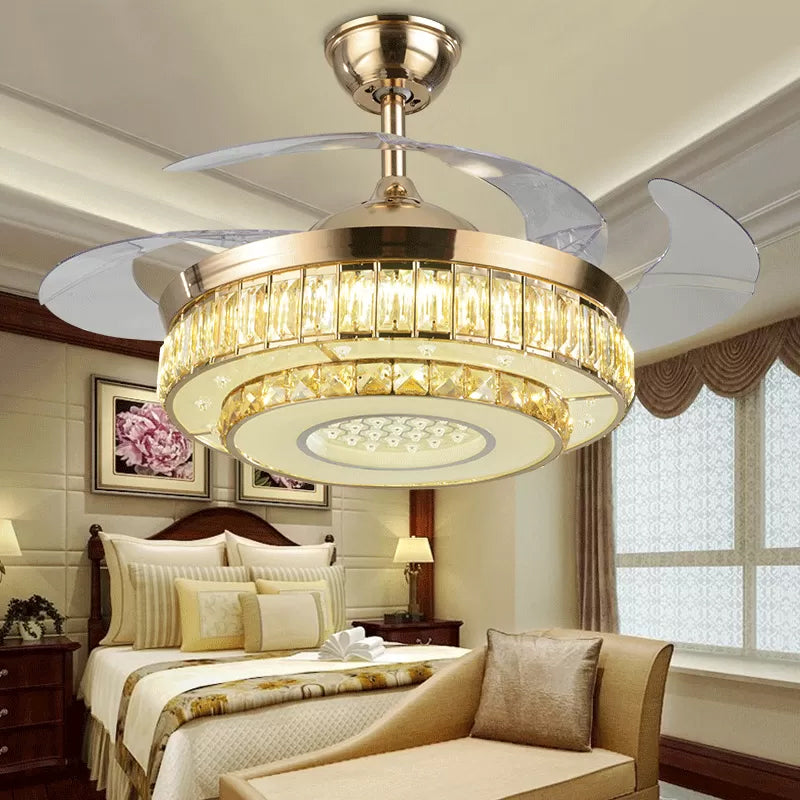 2-Tier Circle Beveled Crystal Semi Flush Modern 19