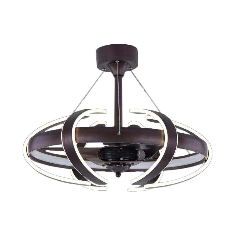 3-Blade Cage Metal Semi Flush Ceiling Light Simple 25.5