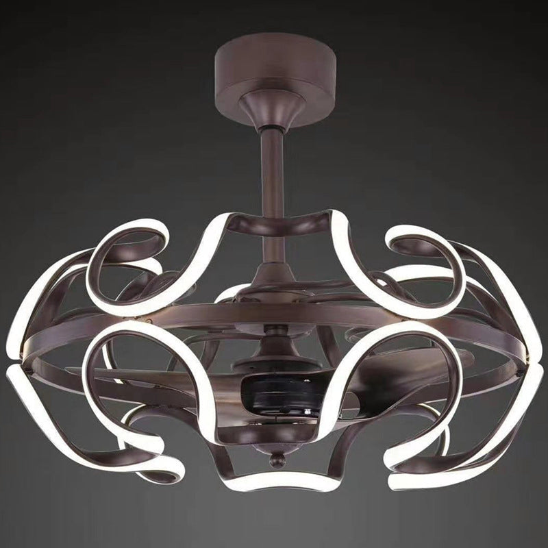 3-Blade Cage Metal Semi Flush Ceiling Light Simple 25.5