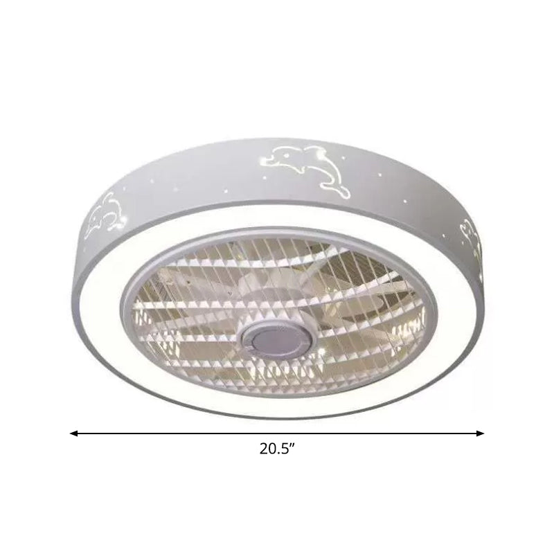 Drum Laser-Cut Acrylic Ceiling Fan Lamp Simple 20.5