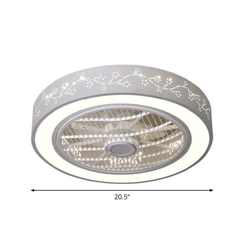 Drum Laser-Cut Acrylic Ceiling Fan Lamp Simple 20.5