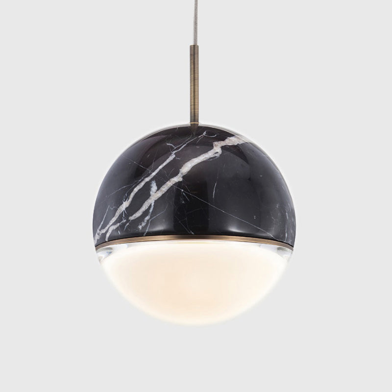 Globe/Cone Marble LED Pendant Light Kit Designer Black/White/Green Hanging Lamp Fixture for Living Room Clearhalo 'Ceiling Lights' 'Modern Pendants' 'Modern' 'Pendant Lights' 'Pendants' Lighting' 1983519