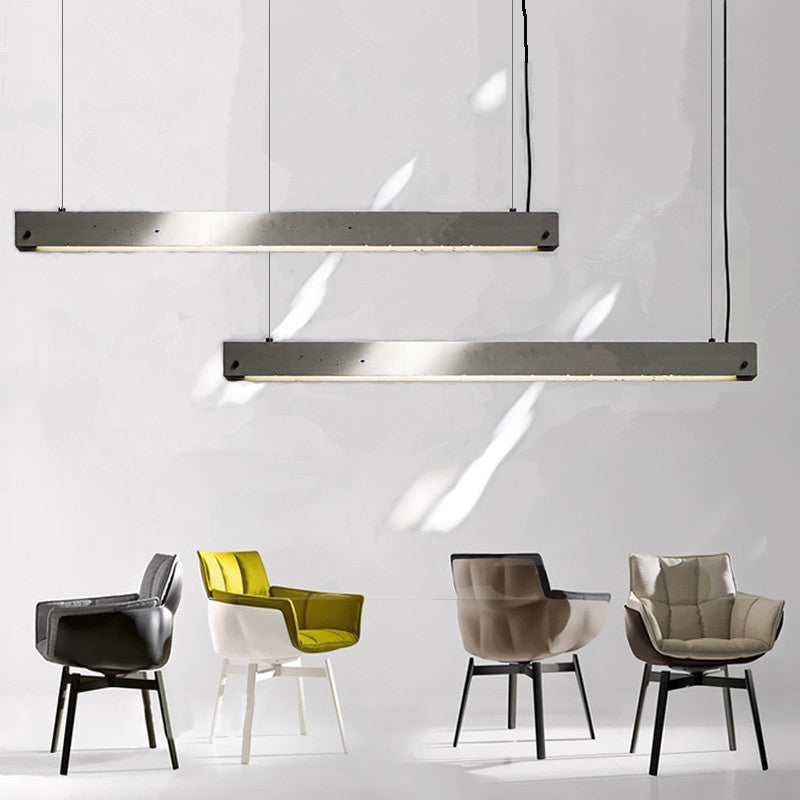 Grey Linear Pendant Lighting Fixture Simplicity Cement 1 Head Dining Room Ceiling Hang Lamp Clearhalo 'Ceiling Lights' 'Industrial Pendants' 'Industrial' 'Middle Century Pendants' 'Pendant Lights' 'Pendants' 'Tiffany' Lighting' 1983535