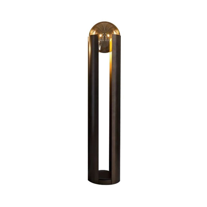 Linear/Capsule/Arch Floor Light Designer Metal Single-Bulb Living Room Standing Lamp in Black Clearhalo 'Floor Lamps' 'Lamps' Lighting' 1983648