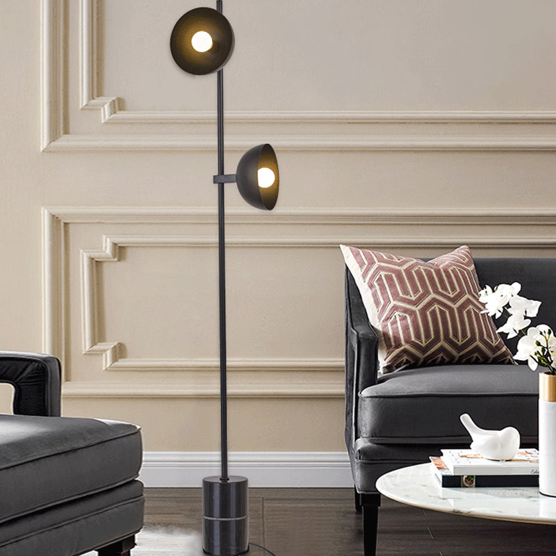 Black Trumpet Floor Light Designer 2 Heads Metal Floor Standing Lamp for Living Room Black Clearhalo 'Floor Lamps' 'Lamps' Lighting' 1983719