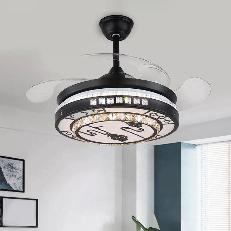 4 Blades Layered Bedroom Semi Flush Crystal 20