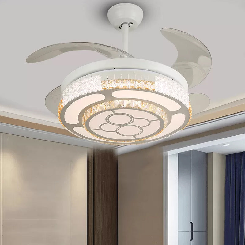 Tiered 4-Blade Semi Flush Mount Modernity Beveled Crystal 19