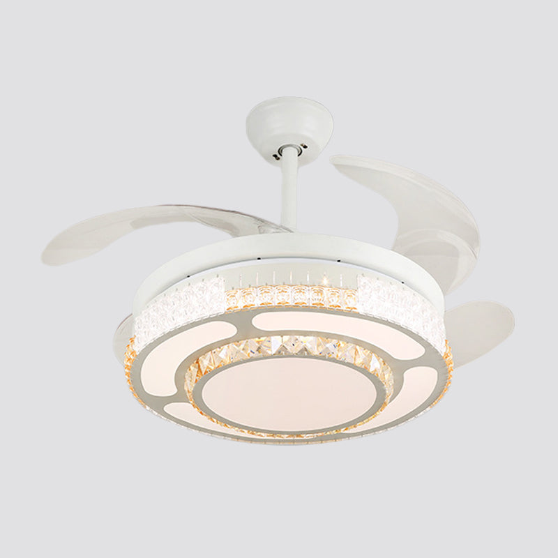 Tiered 4-Blade Semi Flush Mount Modernity Beveled Crystal 19