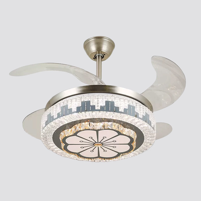 Layered Dining Room Hanging Fan Light Beveled Crystal 19