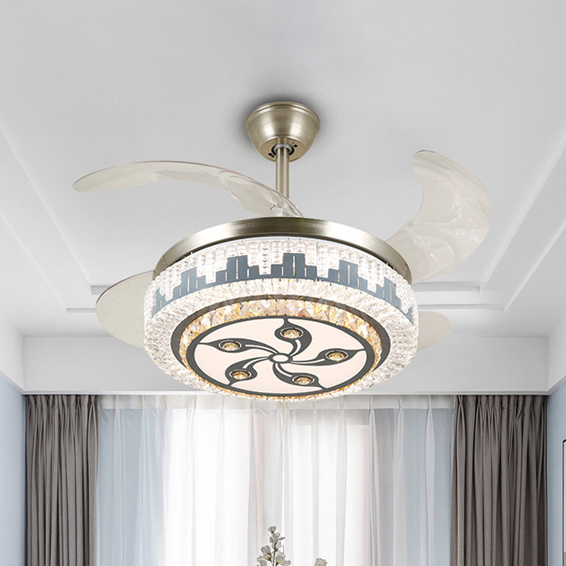 Layered Dining Room Hanging Fan Light Beveled Crystal 19