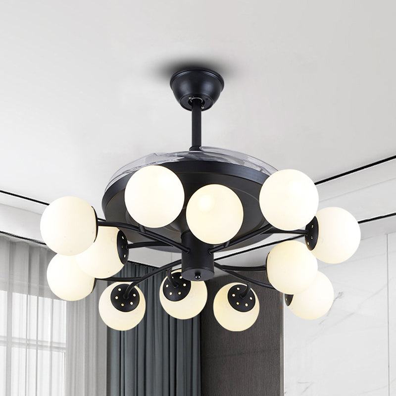 Black Globe Pendant Fan Lamp Contemporary 42