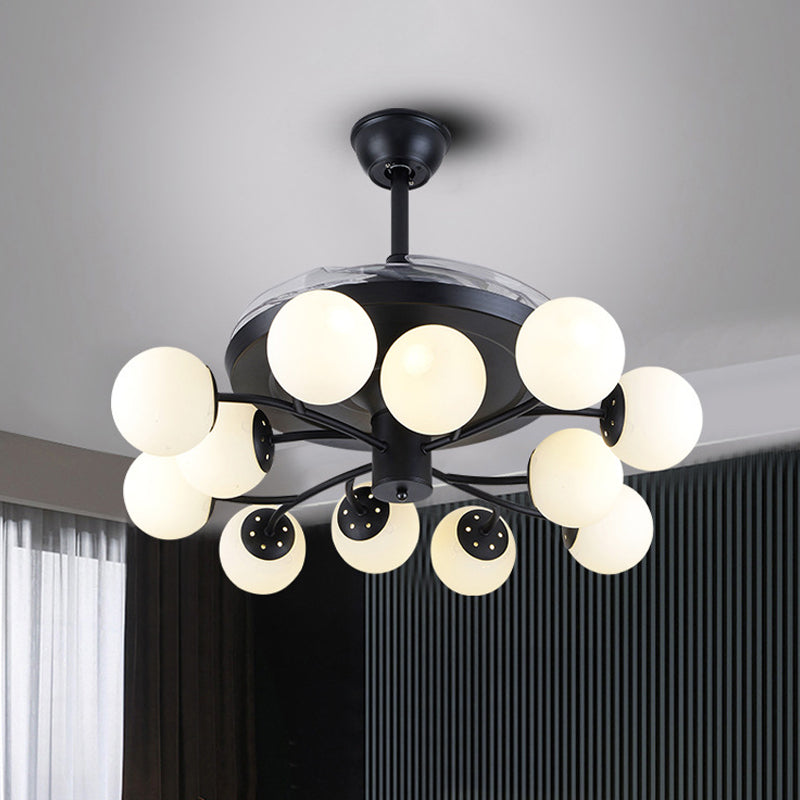 Black Globe Pendant Fan Lamp Contemporary 42