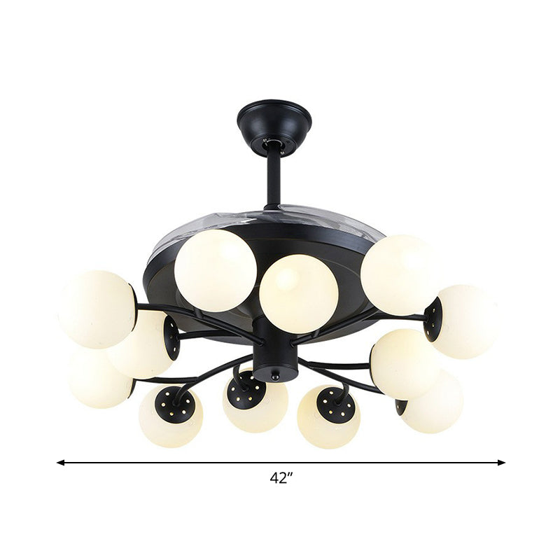 Black Globe Pendant Fan Lamp Contemporary 42