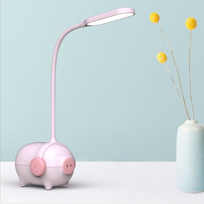 Piggy Kindergarten LED Desk Light 1 Head Animal Reading Light with Flexible Gooseneck Pink Clearhalo 'Desk Lamps' 'Lamps' Lighting' 198458