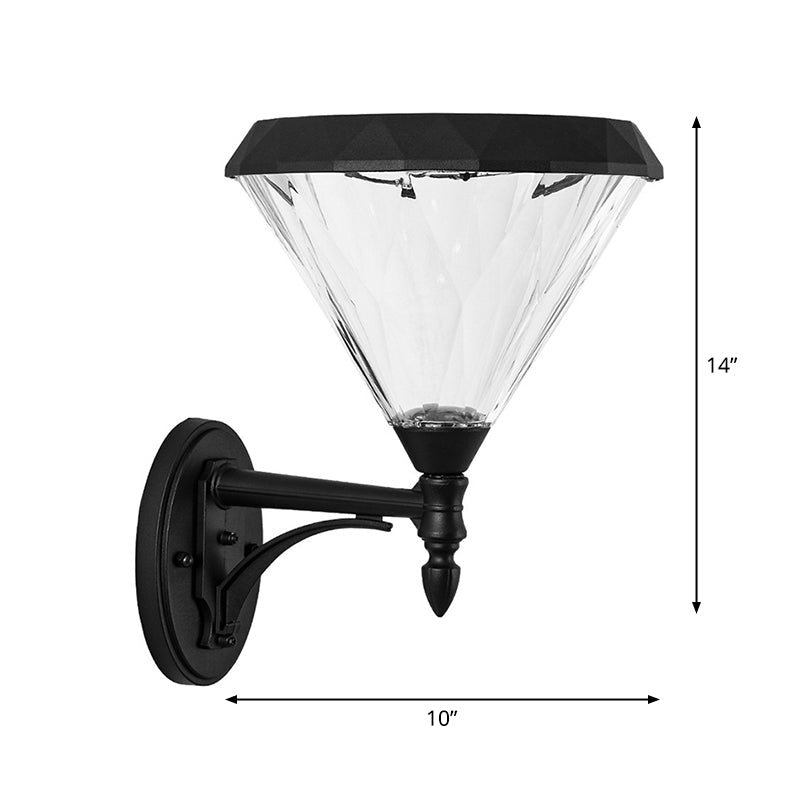 Acrylic Conical Wall Lamp Fixture Minimalist Porch Solar LED Wall Mounted Light in Black Clearhalo 'Wall Lamps & Sconces' 'Wall Lights' Lighting' 1985256