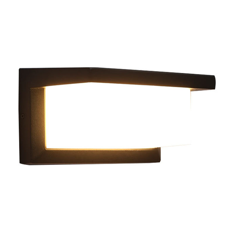 Arc/Rectangle/Oblong LED Wall Lamp Contemporary Aluminum Black Flush Mount Wall Sconce for Courtyard Clearhalo 'Cast Iron' 'Glass' 'Industrial' 'Modern wall lights' 'Modern' 'Tiffany' 'Traditional wall lights' 'Wall Lamps & Sconces' 'Wall Lights' Lighting' 1985423