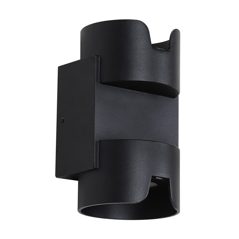 Patio LED Flush Mount Wall Light Simple Black Up Down Light with Cylinder Metal Shade Clearhalo 'Cast Iron' 'Glass' 'Industrial' 'Modern wall lights' 'Modern' 'Tiffany' 'Traditional wall lights' 'Wall Lamps & Sconces' 'Wall Lights' Lighting' 1985462