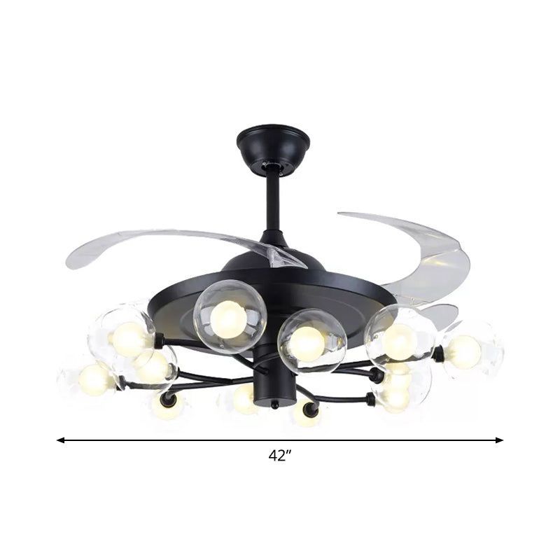 4-Blade Clear Glass Orb Semi Flush Mount Modernity 42