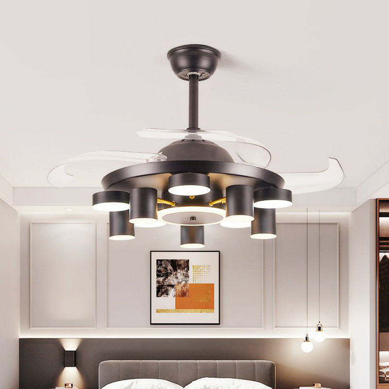 Round Bedroom Hanging Fan Lamp Metal 42