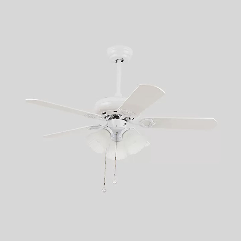 3-Blade Frosted Glass White Ceiling Fan Lamp Bell 42