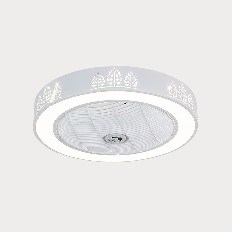 Acrylic Round Laser-Cut Ceiling Fan Light Modernist LED White Semi Flush Mount, 23