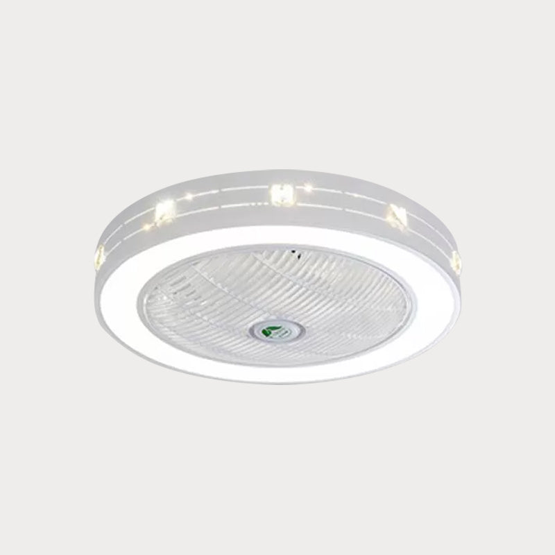 Acrylic Round Laser-Cut Ceiling Fan Light Modernist LED White Semi Flush Mount, 23