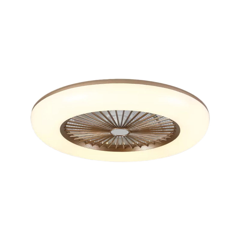 Round Bedroom 5-Blade Semi-Flush Mount Acrylic LED Contemporary Pendant Fan Light, 22
