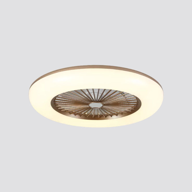 Round Bedroom 5-Blade Semi-Flush Mount Acrylic LED Contemporary Pendant Fan Light, 22