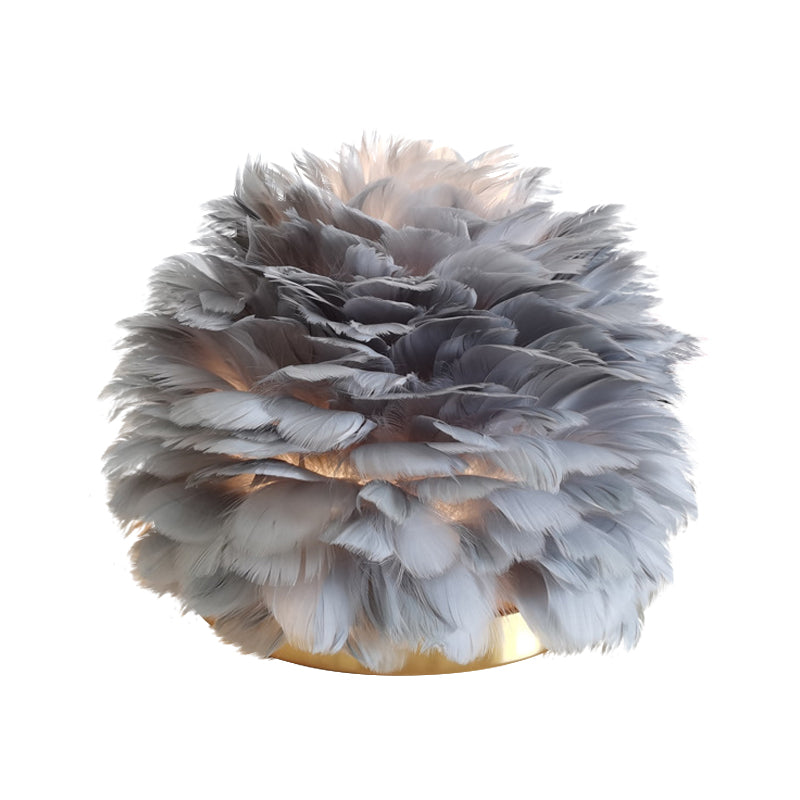 Flower Blossom Girls Bedside Table Lamp Feather 1 Head Modern Stylish Night Light in Pink/Apricot/White Clearhalo 'Lamps' 'Table Lamps' Lighting' 1985900