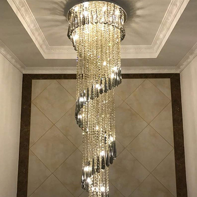 Modern Spiral LED Ceiling Light Draping Crystal Living Room Multi-Light Pendant in Stainless Steel Clearhalo 'Ceiling Lights' 'Modern Pendants' 'Modern' 'Pendant Lights' 'Pendants' Lighting' 1986425